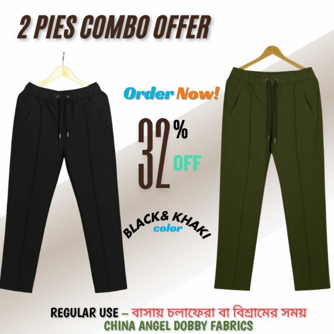 2,Pcs,Formal,Pant,Cutting,Trouser,For,Men,(,White,&,Black)