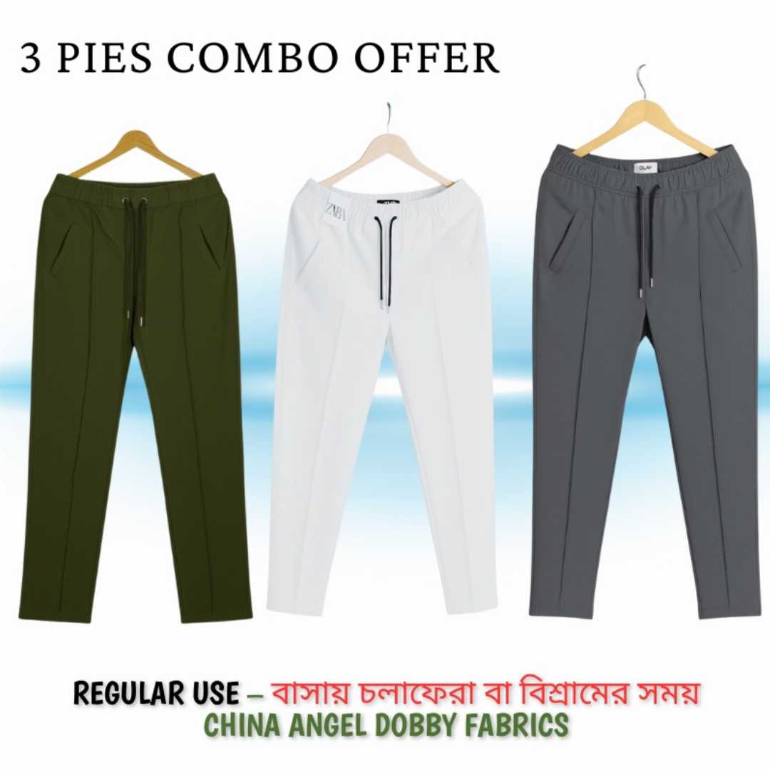 2,Pcs,Formal,Pant,Cutting,Trouser,For,Men,(Black,,white,,Ash)